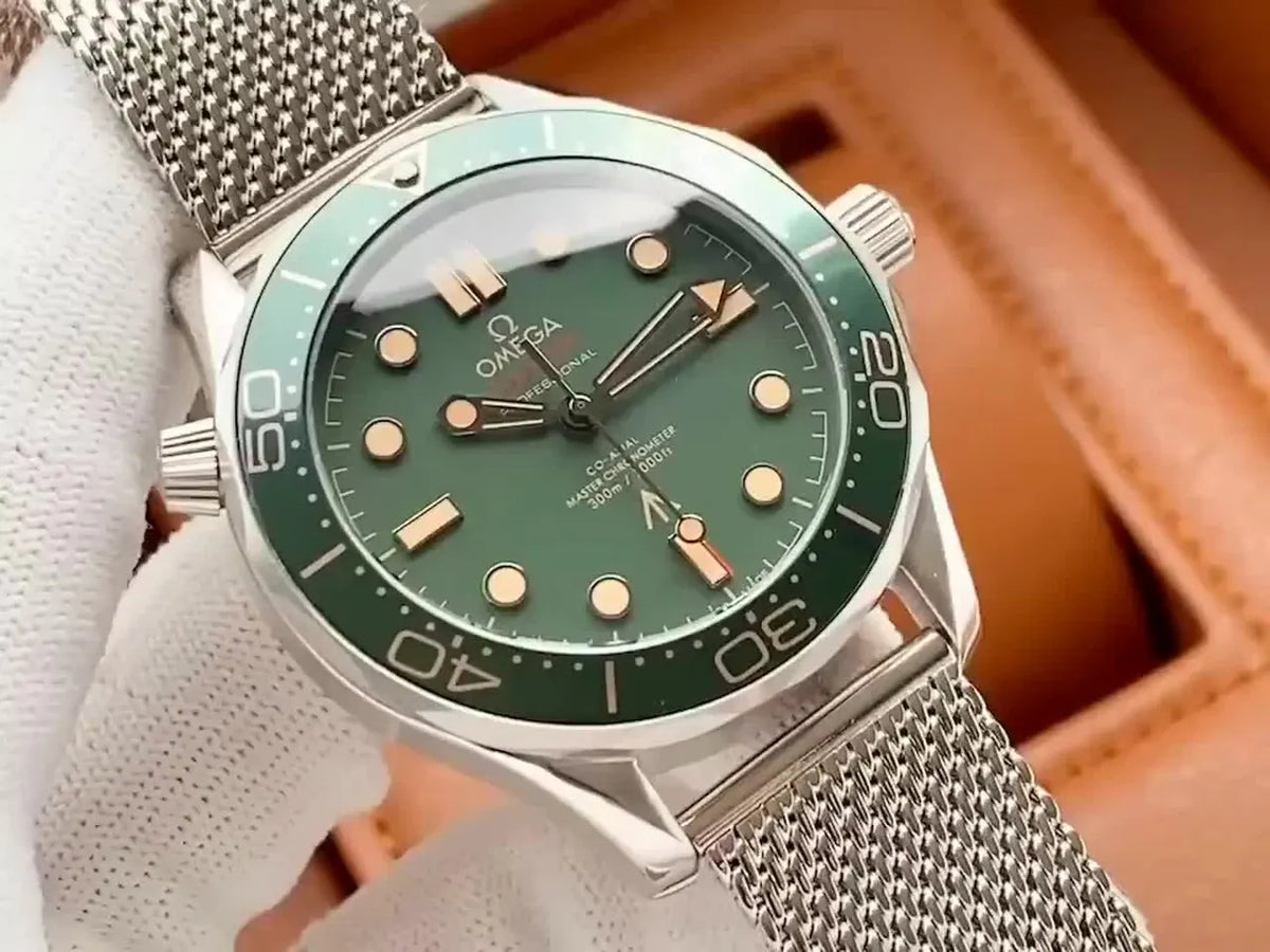 Omega Seamaster Green Dial Mesh - Hình 2