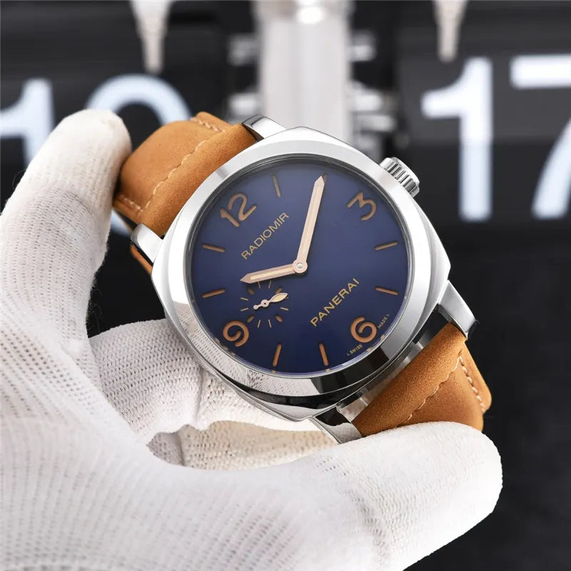 Panerai Radiomir Blue Dial Tan Leather - Hình 6