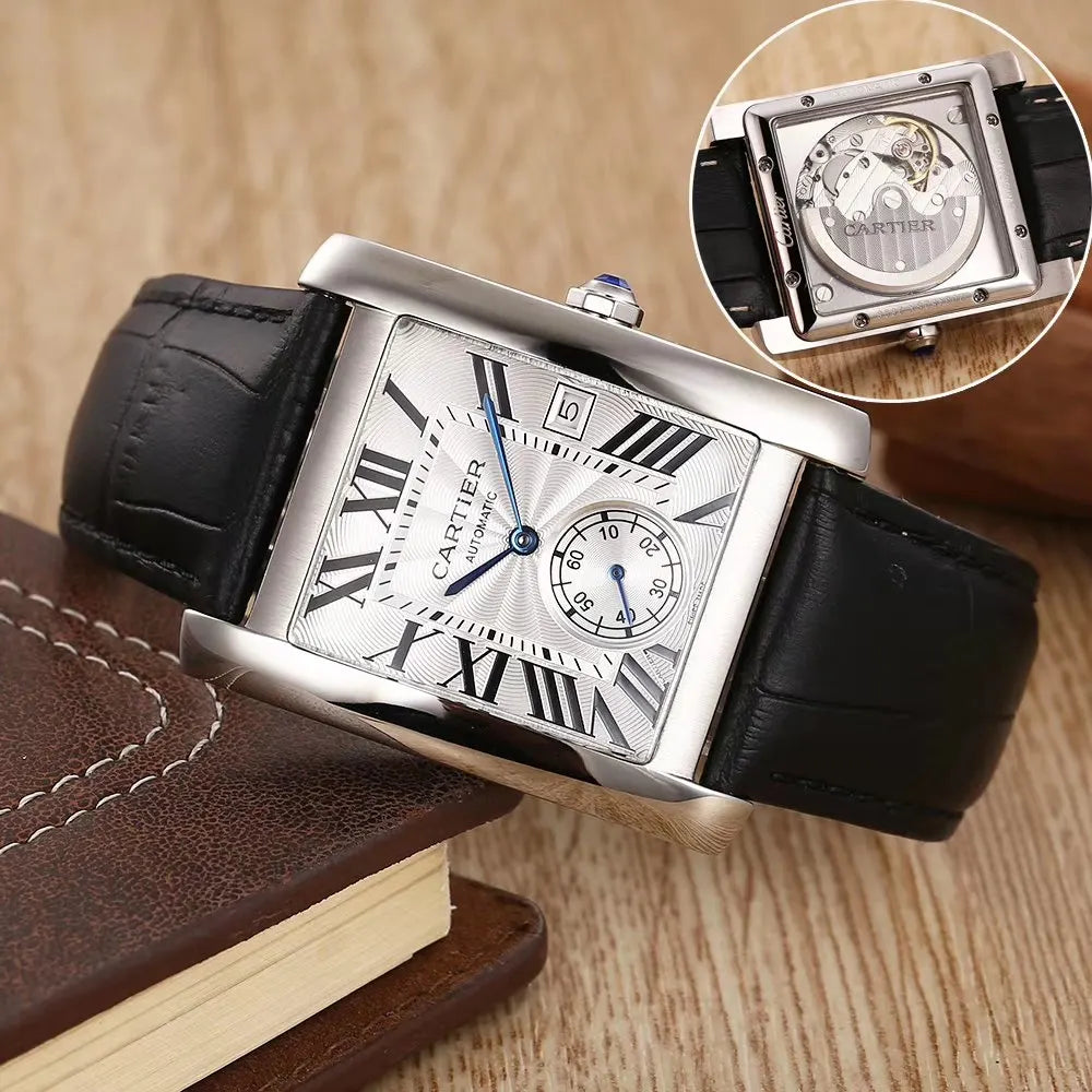 Cartier Rose Gold Blue Leather - Hình 4