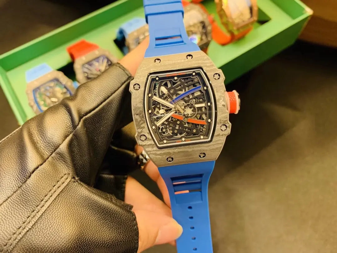 Blue Rubber Skeleton Watch