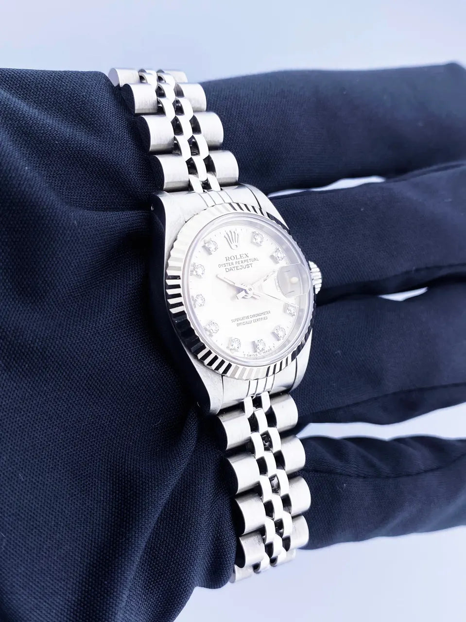 Rolex Silver Diamond Datejust - Hình 3