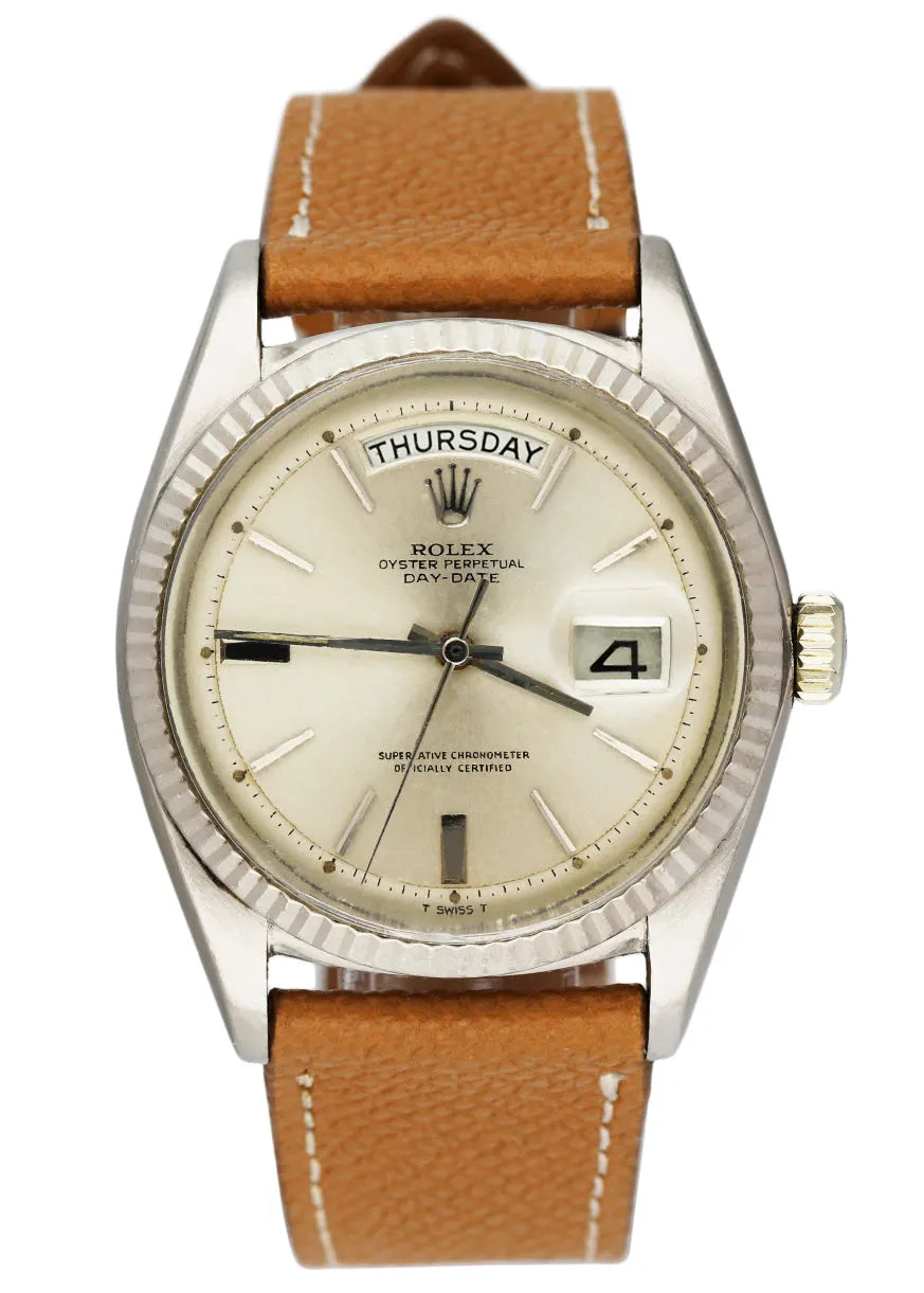 Rolex Day-Date Silver Leather