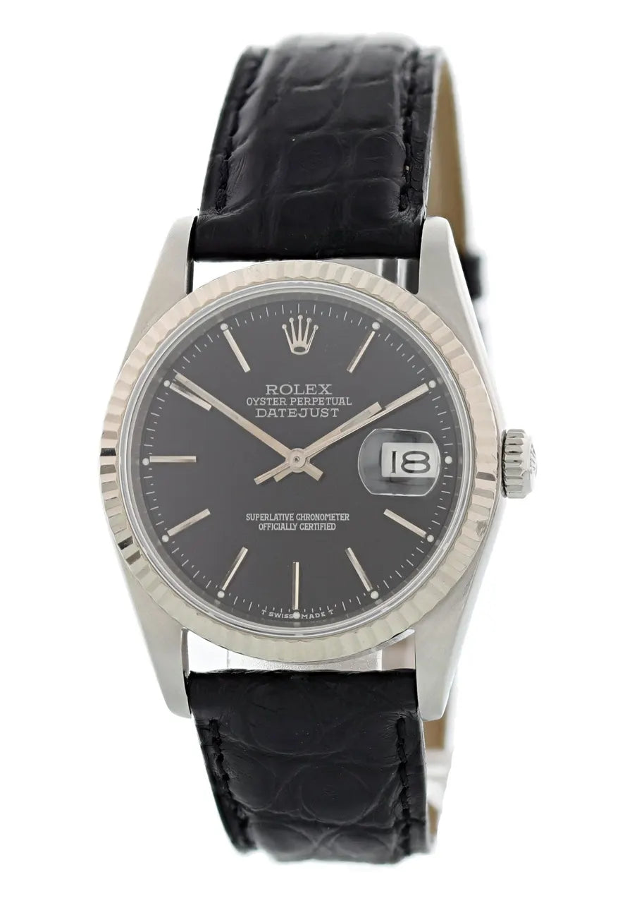 Rolex Datejust Black Leather