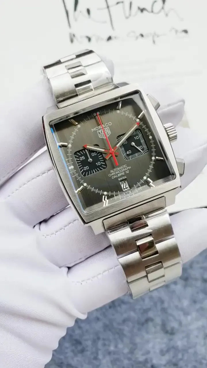 stainless TAG Heuer Monaco Grey Dial - Hình 6
